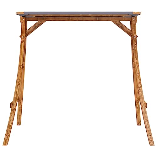 vidaXL Bugholz Schaukelgestell mit Anthrazit Dach Holzgestell Gestell Rahmen für Hollywoodschaukel Gartenschaukel Schaukelbank Teak-Finish - 5