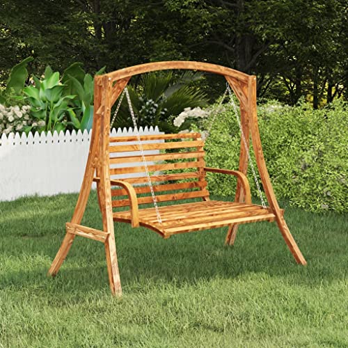 vidaXL Bugholz Schaukelgestell Holzgestell Gestell Rahmen für Hollywoodschaukel Gartenschaukel Schaukelbank Schaukel Teak-Finish Massivholz - 2