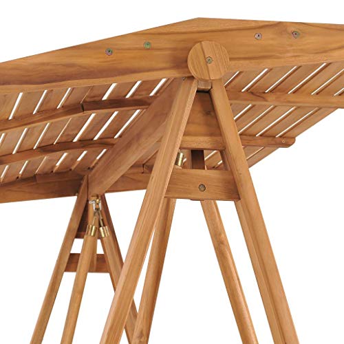vidaXL Teak Massiv Hollywoodschaukel mit einstellbarem Dachwinkel Gartenschaukel Hängeschaukel Schaukelbank Schaukel Gartenbank Gartenmöbel 170cm - 6