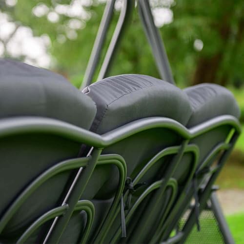 Home Deluxe – Hollywoodschaukel DESCANSO – Farbe: Grau – inkl. Sitz- und Rückenkissen – pulverbeschichtet – B/H/L 115cm x 195cm x 198cm I Gartenliege Gartenlounge Schaukelliege - 9