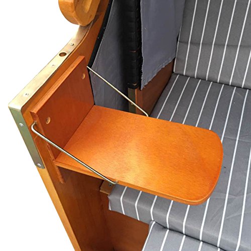 BRAST Strandkorb Deluxe 2-Sitzer XXL für 2 Personen 120cm breit mehrere Designs incl. Abdeckhaube Farbe Anthrazit/Grau/Gestreift - 3
