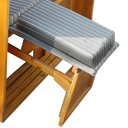 BRAST Strandkorb Deluxe 2-Sitzer XXL für 2 Personen 120cm breit mehrere Designs incl. Abdeckhaube Farbe Anthrazit/Grau/Gestreift - 4