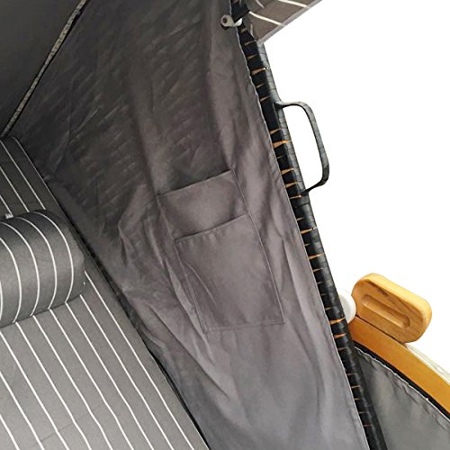 BRAST Strandkorb Deluxe 2-Sitzer XXL für 2 Personen 120cm breit mehrere Designs incl. Abdeckhaube Farbe Anthrazit/Grau/Gestreift - 8