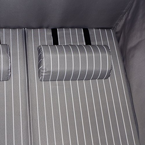 BRAST Strandkorb Deluxe 2-Sitzer XXL für 2 Personen 120cm breit mehrere Designs incl. Abdeckhaube Farbe Anthrazit/Grau/Gestreift - 7