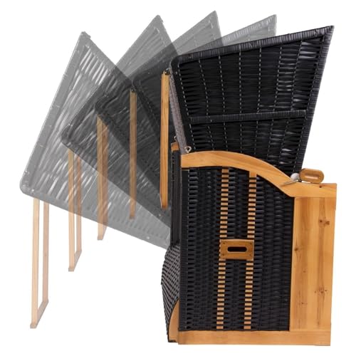 Strandkorb Ostsee XXL Volllieger 2 Sitzer – 120 cm breit – braun grau inklusive Schutzhülle, ideal für Garten und Terrasse - 2