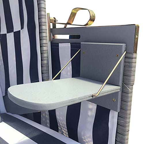 BRAST Strandkorb Nordsee XXL Volllieger Blau Weiß Rattan Grau incl Schutzhülle 2 Sitzer 120cm breit Gartenliege Sonneninsel Poly Rattan - 3