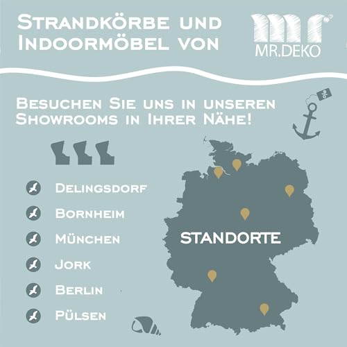 Mr. Deko Strandkorb Ostsee Volllieger Strandstuhl Gartenliege Liegestuhl PE Geflecht Weiß inkl. 4 Kissen – Strandkörbe Hartholz für Garten, Wintergarten und Terrasse (Dessin Blau Weiss) - 7