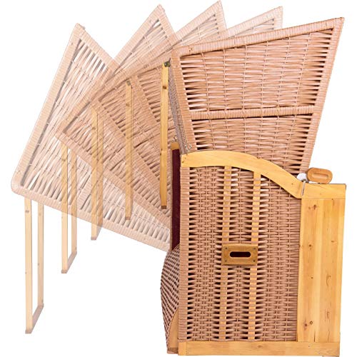 Strandkorb Ostsee XXL Volllieger 2 Sitzer - 120 cm breit - blau weiß gestreift inklusive Schutzhülle, ideal für Garten und Terrasse - 4