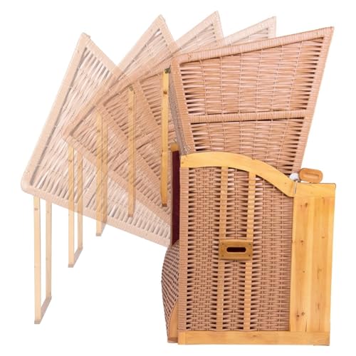 Strandkorb Ostsee XXL Volllieger 2 Sitzer – 120 cm breit – Burgund rot grün inklusive Schutzhülle, ideal für Garten und Terrasse - 4