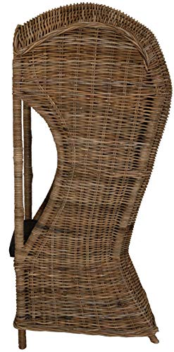 Strandkorb 1-Sitzer Beach aus echtem Rattan Rattansessel Flecht-Sessel mit Dach Single für eine Person (Grau Natur) - 2