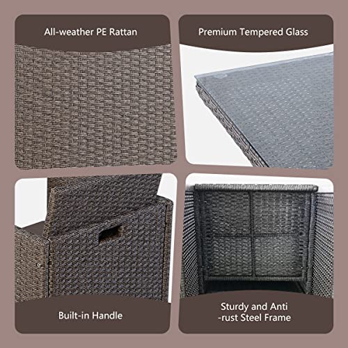 GIANTEX Rattan Gartenmöbel Set 2 Personen, Balkonmöbel Set für kleinen Balkon, Rattan Balkonmöbel Balkontisch mit 2 Stühlen zusammenschiebbar, Terrassen Balkon Möbel Platzsparend, Balkonset wetterfest - 4