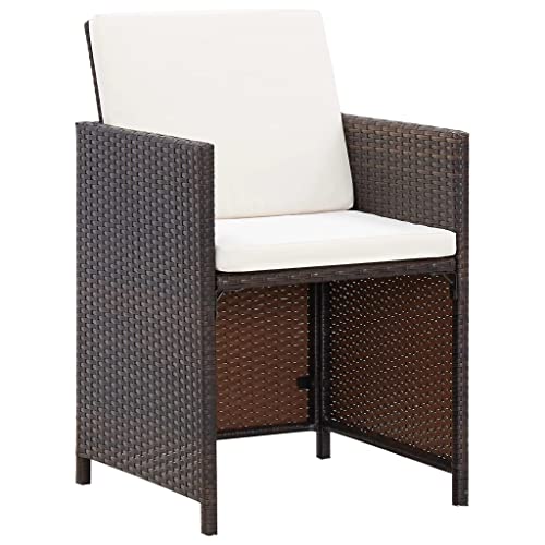 vidaXL Gartenmöbel 5-TLG. mit Auflagen Gartenset Sitzgruppe Sitzgarnitur Gartengarnitur Gartentisch Tisch Esstisch Stühle Poly Rattan Braun - 9