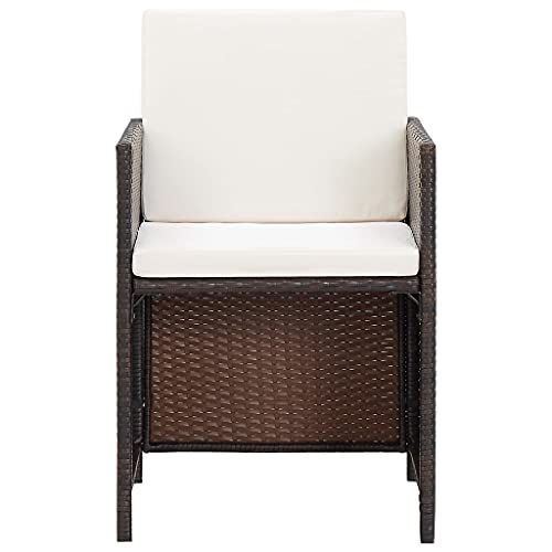 vidaXL Gartenmöbel 5-TLG. mit Auflagen Gartenset Sitzgruppe Sitzgarnitur Gartengarnitur Gartentisch Tisch Esstisch Stühle Poly Rattan Braun - 10