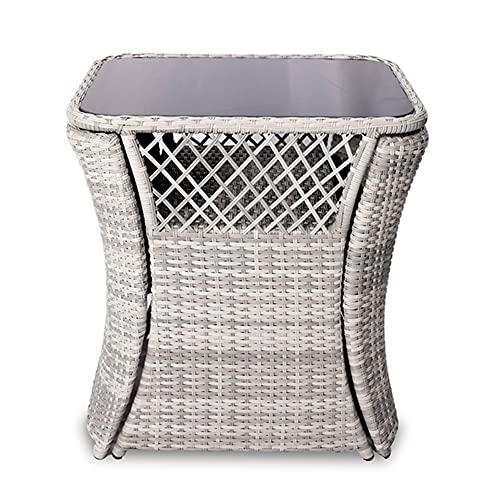 Melko Gartenmöbel 3er Set Gartengarnitur Polyrattan Sitzgruppe Grau Barset Garten Sitzgarnitur platzsparend Balkonset (Grau) - 9