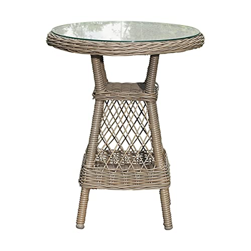 Green Spirit - Balkonmöbel-Set Bornholm - Braun-Grau, Polyrattan, für 2 Personen, Wetterfest, Sicherheitsglas - Bistro-Set, Balkon-Set mit 2 Stühlen, Tisch - 8