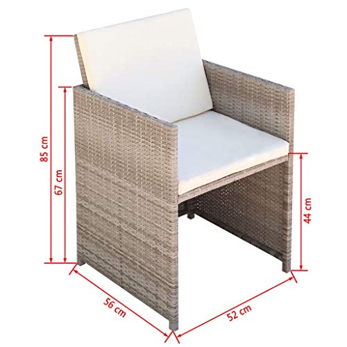 Tidyard Balkonset Balkonmöbel Garten Sitzgruppe Rattan 4 Personen Gartenmöbel Set Garten Lounge Set Terassenmöbel Bistroset Sitzgarnitur für Garten Balkon Terrasse, mit Auflagen, 11-TLG Beige - 3