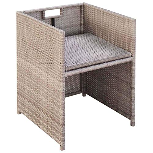 Tidyard Balkonset Balkonmöbel Garten Sitzgruppe Rattan 4 Personen Gartenmöbel Set Garten Lounge Set Terassenmöbel Bistroset Sitzgarnitur für Garten Balkon Terrasse, mit Auflagen, 11-TLG Beige - 4