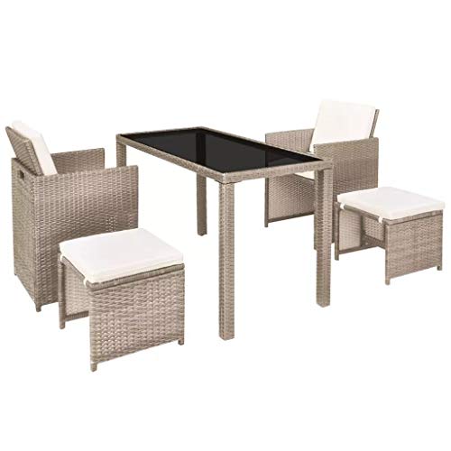 Tidyard Balkonset Balkonmöbel Garten Sitzgruppe Rattan 4 Personen Gartenmöbel Set Garten Lounge Set Terassenmöbel Bistroset Sitzgarnitur für Garten Balkon Terrasse, mit Auflagen, 11-TLG Beige - 6