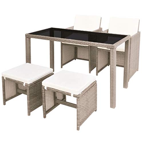 Tidyard Balkonset Balkonmöbel Garten Sitzgruppe Rattan 4 Personen Gartenmöbel Set Garten Lounge Set Terassenmöbel Bistroset Sitzgarnitur für Garten Balkon Terrasse, mit Auflagen, 11-TLG Beige - 7
