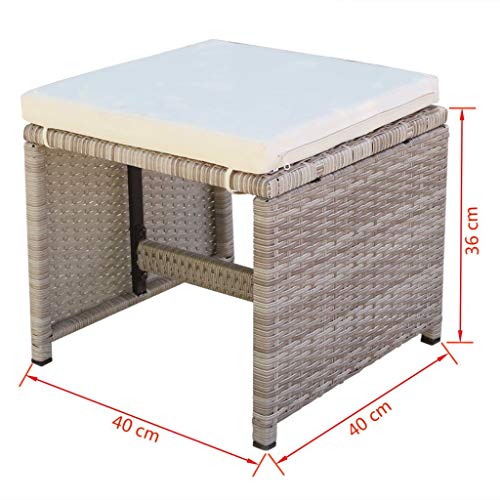 Tidyard Balkonset Balkonmöbel Garten Sitzgruppe Rattan 4 Personen Gartenmöbel Set Garten Lounge Set Terassenmöbel Bistroset Sitzgarnitur für Garten Balkon Terrasse, mit Auflagen, 11-TLG Beige - 9