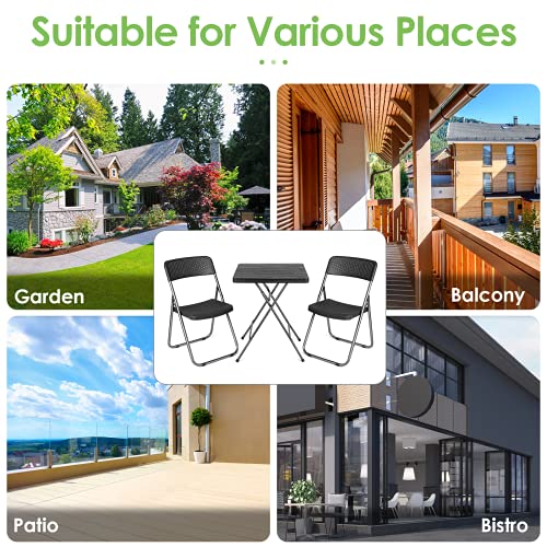 Gartenmöbel Set Rattan Balkonset 3 teilig Balkonmöbel Set Balkon Set Polyrattan Möbel Set, klappbares Bistroset, wetterbeständige Sitzgarnitur, Balkon Tisch und Stühle, Belastbar bis 120KG - 6