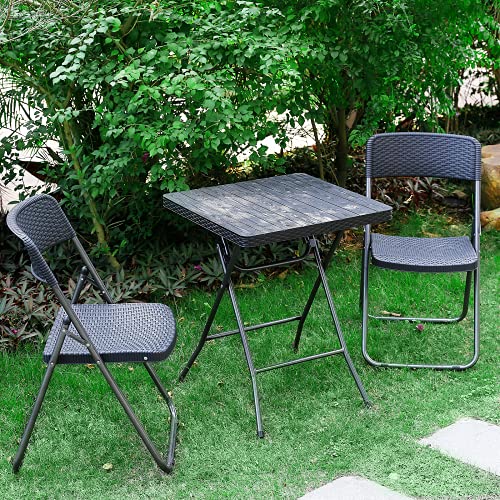 Gartenmöbel Set Rattan Balkonset 3 teilig Balkonmöbel Set Balkon Set Polyrattan Möbel Set, klappbares Bistroset, wetterbeständige Sitzgarnitur, Balkon Tisch und Stühle, Belastbar bis 120KG - 7