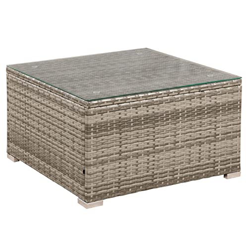 Juskys Polyrattan Gartenmöbel-Set Nassau wetterfest — Lounge mit Ecksofa, Tisch & Auflagen – Gartenlounge für 5 Personen — Sitzgruppe Beige-Grau - 9