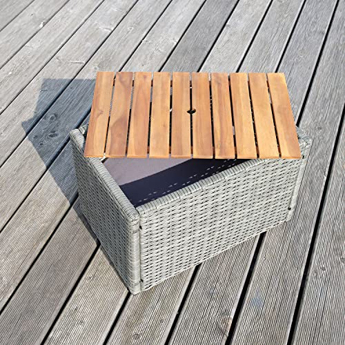 Green Spirit - Multifunktions Garten-Sofa Casitas - Grau, Polyrattan, für 2 Personen, Platzsparend, Wetterfest - Gartenlounge Set mit Gartensofa, Bank mit Aufbewahrung, 2X Beistelltisch, Polster - 9