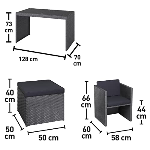 Euromate GmbH Balkonset Hazelton 5-teilig | Balkonmöbel mit bequemen Auflagen |Tisch mit hochwertiger Glasplatte Produktname - 9