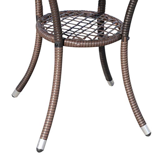 Outsunny Rattan Gartenmöbel Set mit Beistelltisch Bistroset 3-TLG. Balkonmöbel Set Rattan Gartenset Sitzgarnitur mit Sitzkissen Polyrattan + Stahl Braun 60 x 58,5 x 89,5 cm - 9