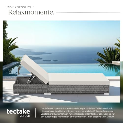 TecTake 403088 2er Set Aluminium Polyrattan Sonnenliege + Tisch, inkl. Schutzhüllen und 2 Bezugsets, Edelstahlschrauben, grau - 5