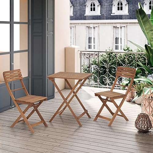 STILISTA® Bistro Set 3-teilig aus Akazienholz bestehend aus einem Tisch und Zwei Stühlen, klappbar - 2