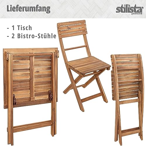 STILISTA® Bistro Set 3-teilig aus Akazienholz bestehend aus einem Tisch und Zwei Stühlen, klappbar - 3