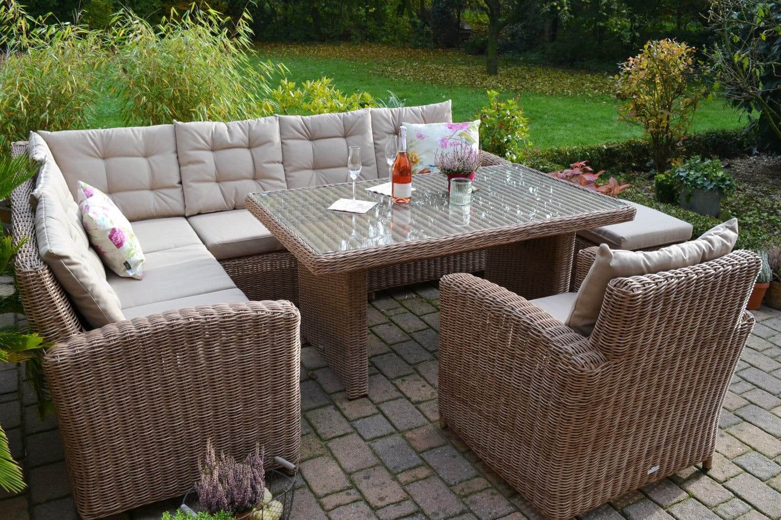 【ᐅᐅ】Ecklounge Gartenlounge Gartensofa Gartengarnitur Manhattan Natur