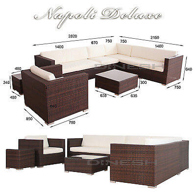 【ᐅᐅ】NAPO POLYRATTAN BRAUN GARTENMÖBEL RATTAN LOUNGE GARTENSET